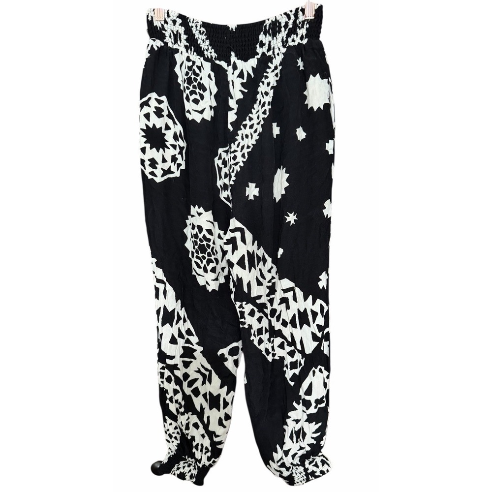Anthropologie Aniya Balloon Joggers Pants‎ Black Motif Women's Size Small